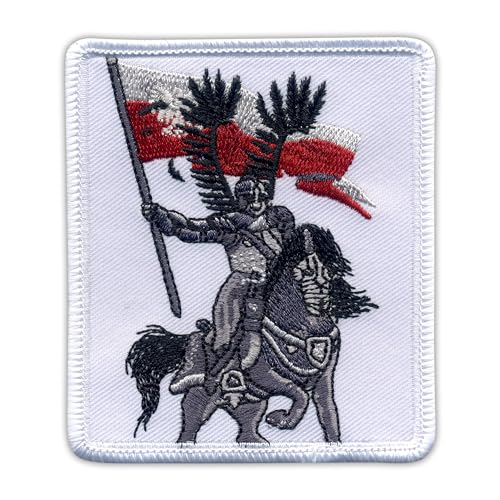 Patchion Polen/Polnische Husaren Ritter & Pferd – schwarzer Klettverschluss kompatibel mit Klettverschluss – bestickter Aufnäher/Abzeichen/Emblem von Patchion