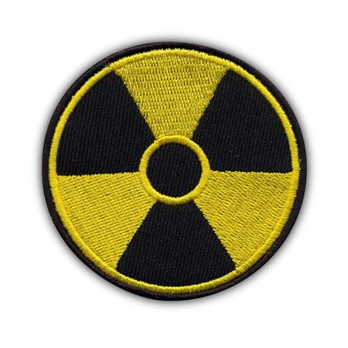 Patchion Radiation – Kreis – gelbe Fäden – schwarzer Klettverschluss kompatibel mit Klettverschluss – bestickter Patch/Abzeichen/Emblem von Patchion