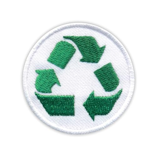 Patchion Recycling-Symbol – Drei-Jagd-Pfeile – schwarzer Klettverschluss kompatibel mit Klettverschluss – bestickter Patch/Abzeichen/Emblem von Patchion