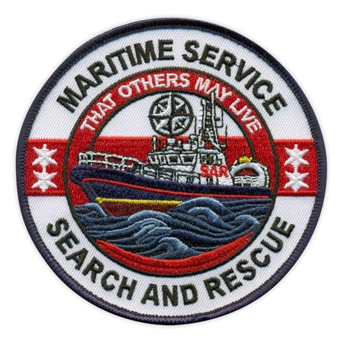 Patchion SAR Maritime Service Search and Rescue - Black Hook and Loop Compatible with Velcro Hook and Loop Fastener - Embroidered Patch/Badge/Emblem von Patchion