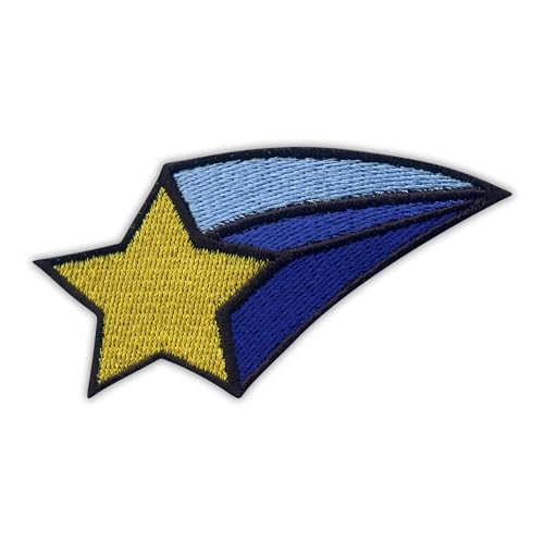 Patchion Shooting Star – Blauer Schwanz – schwarzer Klettverschluss kompatibel mit Klettverschluss – bestickter Aufnäher/Abzeichen/Emblem von Patchion