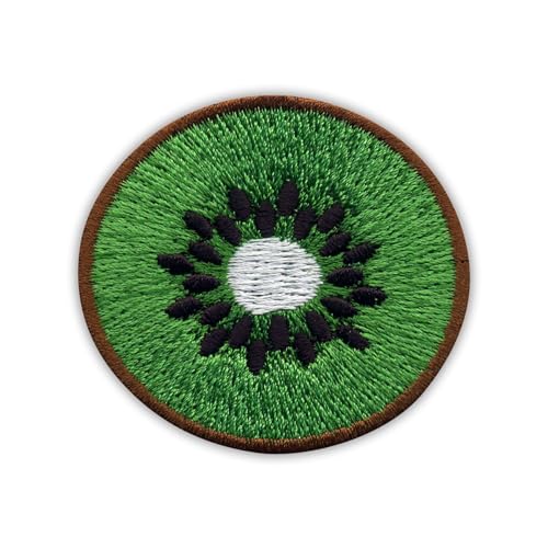 Patchion Slice of Kiwi – Grüne und gesunde Früchte – schwarzer Klettverschluss kompatibel mit Klettverschluss – bestickter Patch/Abzeichen/Emblem von Patchion