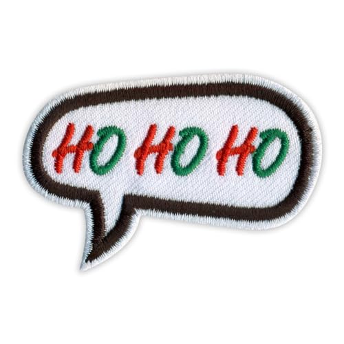 Patchion Speech Bubble - HO HO - Merry Christmas - Black Hook and Loop Compatible with Velcro Hook and Loop Fastener - Embroidered Patch/Badge/Emblem von Patchion