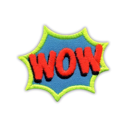 Patchion Speech Bubble – Wow! – Explosion Cloud – schwarzer Klettverschluss kompatibel mit Klettverschluss – bestickter Patch/Abzeichen/Emblem von Patchion