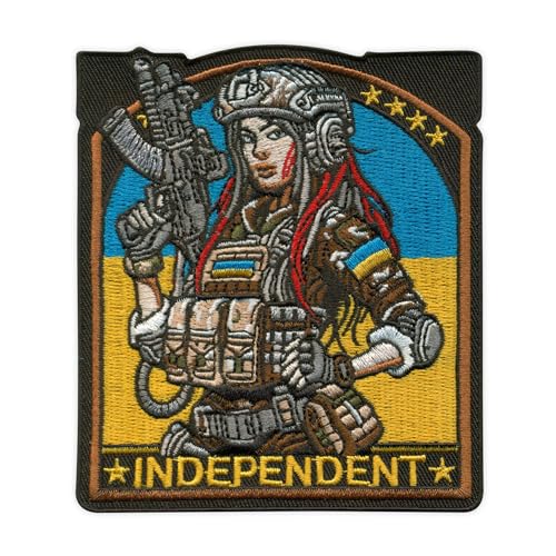 Patchion Tactical Girl - Ukraine Flags - Independent - Moral Patch - Black Hook and Loop Compatible with Velcro Hook and Loop Fastener - Embroidered Patch/Badge/Emblem von Patchion