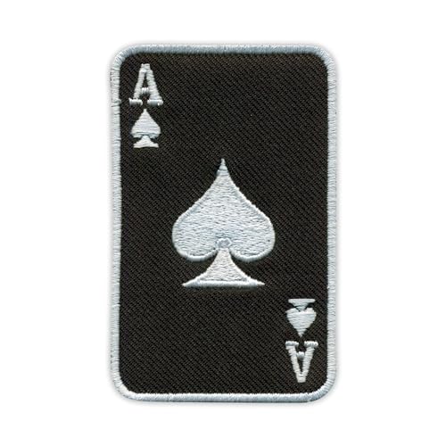 Patchion The Ace of Spades - The Spadille, Death Card - Black Background - Black Hook and Loop Compatible with Velcro Hook and Loop Fastener - Embroidered Patch/Badge/Emblem von Patchion