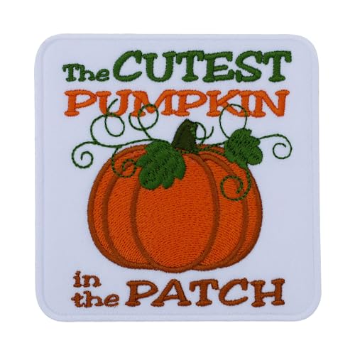 Patchion The Cutest Pumpkin in The Patch - Black Hook and Loop Compatible with Velcro Hook and Loop Fastener - Embroidered Patch/Badge/Emblem von Patchion