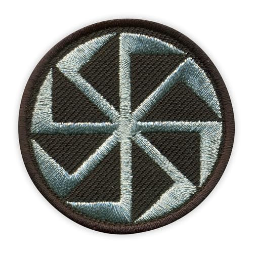 Patchion The Kolovrat - Sonnenrad - Symbol des slawischen Gottes Svarog - schwarzer Klettverschluss kompatibel mit Klettverschluss - bestickter Patch/Abzeichen/Emblem von Patchion