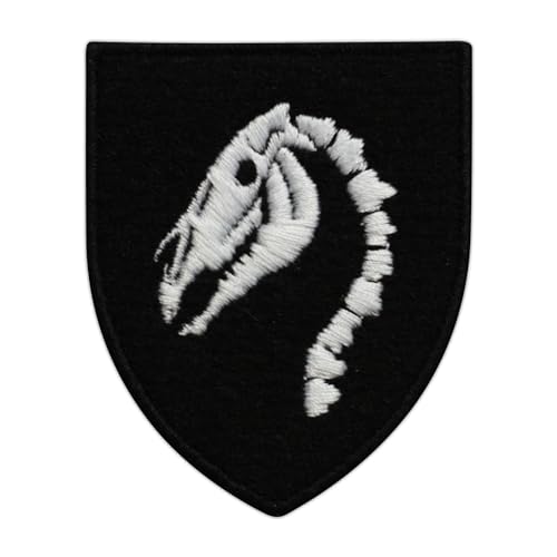 Patchion The Skull of Horse - The Black Cloth and Cotton Threads - Black Hook and Loop Compatible with Velcro Hook and Loop Fastener - Embroidered Patch/Badge/Emblem von Patchion