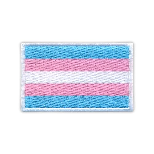 Patchion Transgender Pride Flagge - Schwarzer Klettverschluss kompatibel mit Klettverschluss - Bestickter Patch/Abzeichen/Emblem von Patchion