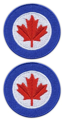 RCAF Royal Canadian Air Force Roundel, schwarz, VeIcro/Klettverschluss-Rückseite, bestickt, 2 Stück von Patchion