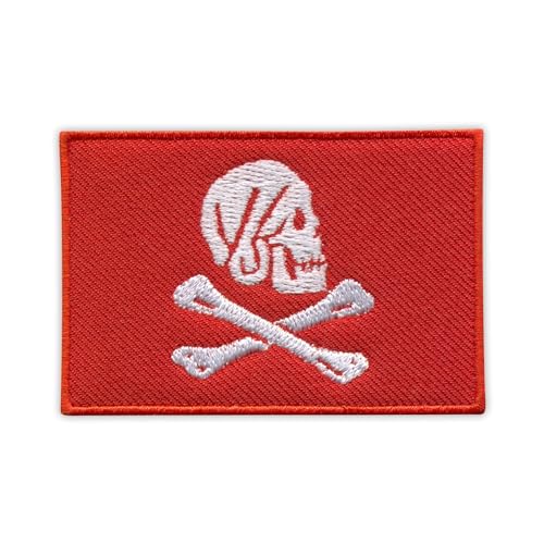 Red Flag of Pirates - Henry Avery (Every) - Long Ben - Black VeIcro/Hook and Loop Backing - Embroidered Patch/Badge/Emblem von Patchion