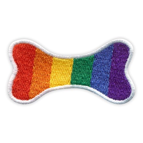 Regenbogen-Hundeknochen – selbstklebende Rückseite – bestickter Aufnäher/Abzeichen/Emblem von Patchion