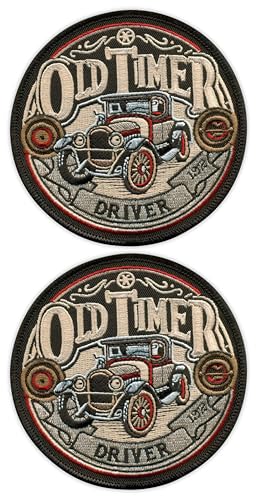 Set mit 2 – Old Timer Driver 1910er – Bügeln/Heißsiegel-Rückseite – bestickter Aufnäher/Abzeichen/Emblem von Patchion