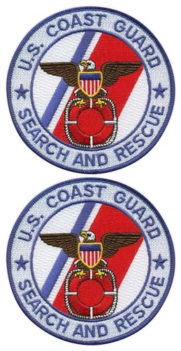 Set mit 2 – Search and Rescue SAR US Coast Guard – Bügeln/Heißsiegelrückseite – bestickter Aufnäher/Abzeichen/Emblem von Patchion