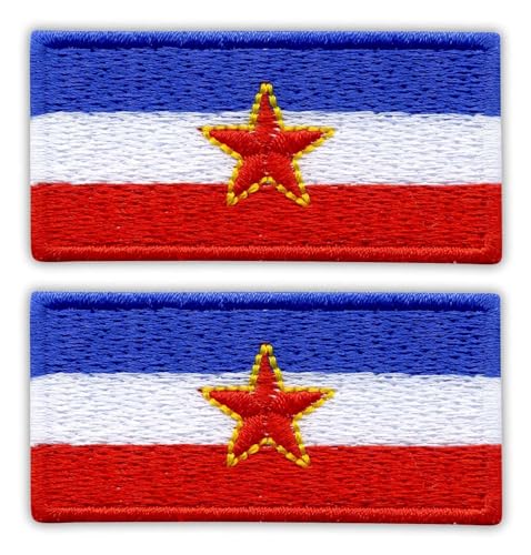 Set mit 2 Stück – Flagge von Jugoslawien – Aufnäher – bestickt von Patchion