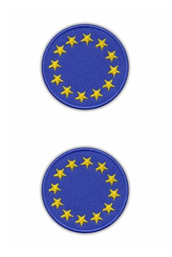 Set mit 2 runden europäischen Flaggen zum Aufnähen von Patchion