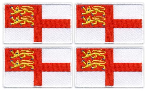 Set mit 4 – Flagge von Sark – Bügeln/Heißsiegel-Rückseite – bestickter Aufnäher/Abzeichen/Emblem von Patchion