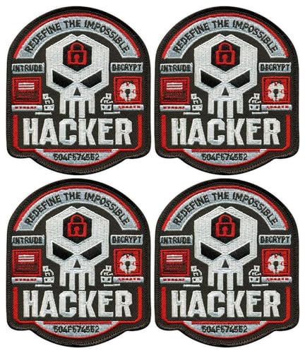 Set mit 4 – Hacker – Redefine The Impossible – Bügeln/Heißsiegel-Rückseite – bestickter Aufnäher/Abzeichen/Emblem von Patchion