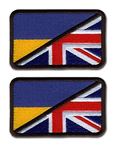 Set mit zwei Flicken, Flagge der Ukraine und Großbritannien, Solidarität, 7,2 cm x 4,5 cm, VeIcro, Klettverschluss, hochwertiges Emblem/Abzeichen von Patchion