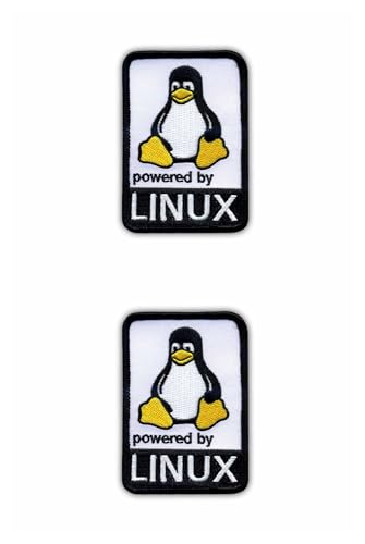 Set mit zwei – Powered by Linux – Aufnäher – bestickter Aufnäher / Abzeichen / Emblem von Patchion