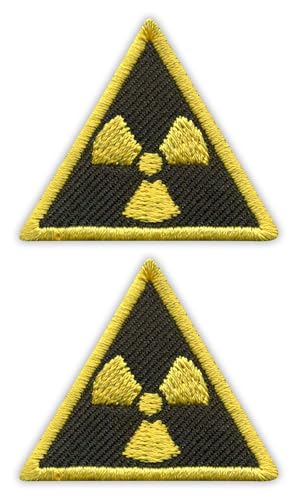 Set mit zwei – Radioactive Patch – Dreieck, klein 3,8 cm – schwarzer VeIcro/Klettverschluss-Rückseite – bestickter Aufnäher/Abzeichen/Emblem von Patchion