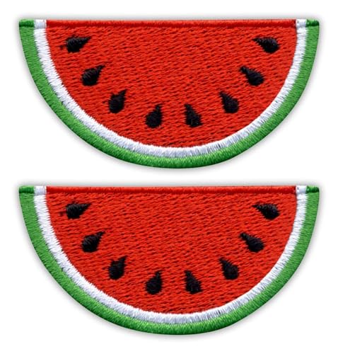 2er-Set – Wassermelone – süße und saftige Früchte – zum Aufnähen – bestickter Aufnäher / Abzeichen / Emblem von Patchion