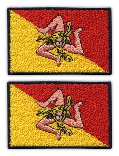 Patchion: Set mit zwei bestickten Aufnähern, Flagge Siziliens, bestickt, Rechteckig, Embroidered Patch von Patchion