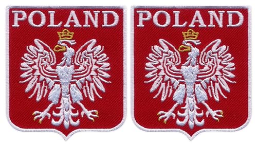 Set mit zwei polnischen Wappen – Standard – Polen – zum Aufnähen – bestickt von Patchion