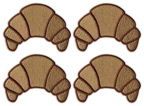 Set von 4 – Croissant – Crispy & Tasty – Aufnäher – bestickter Aufnäher / Abzeichen / Emblem von Patchion