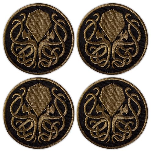 Set von vier – Cthulhu Vintage Gold – Aufnäher – bestickter Aufnäher / Abzeichen / Emblem von Patchion