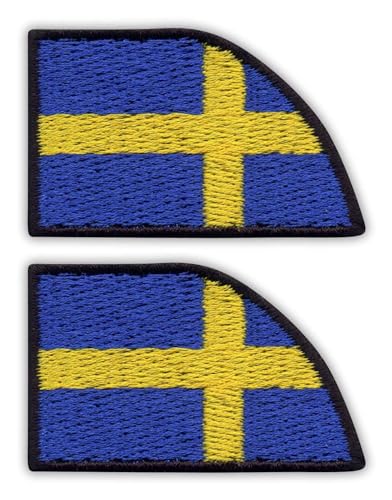 Set von zwei – Kragen Flagge von Schweden – rechts – Aufnäher – bestickt Patch/Abzeichen/Emblem von Patchion