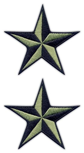 Set von zwei – Sailing Star – Schwarz/Armeegrün – schwarzes VeIcro/Klettverschluss-Rückseite – bestickter Aufnäher/Abzeichen/Emblem von Patchion