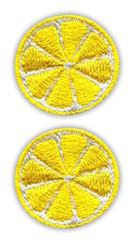 Set von zwei – Slice of Lemon – klein – zum Aufnähen – bestickter Aufnäher/Abzeichen/Emblem von Patchion