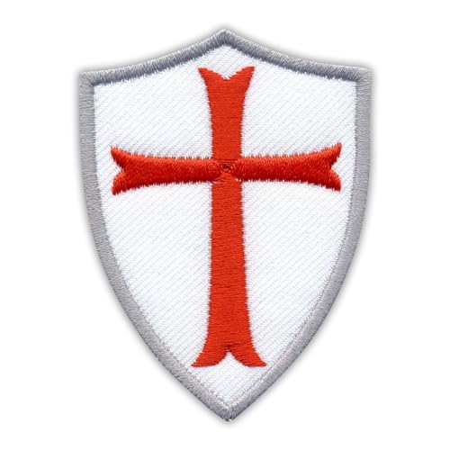 Tempelritter-Schild – schwarzes VeIcro/Klettverschluss-Rückseite – bestickter Aufnäher/Abzeichen/Emblem Patches von Patchion