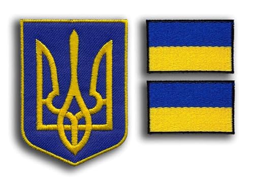 Ukraine – Flaggen und Wappen – bestickter Aufnäher/Abzeichen – VeIcro-Klettverschluss auf der Rückseite von Patchion