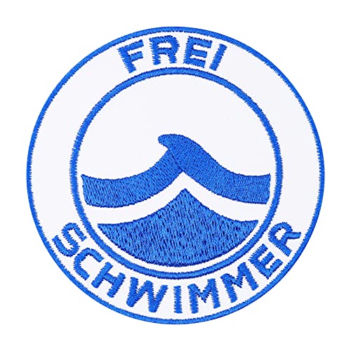 Patches Aufnäher FREI Schwimmer Schwimmabzeichen Wasserrettung Schwimmpass für Kinder Rotkreuz Bügelbild DIY Flicken Aufbügler Abzeichen zum aufbügeln Kleidung Aufkleber Iron on Patch 80x80mm von Patchking