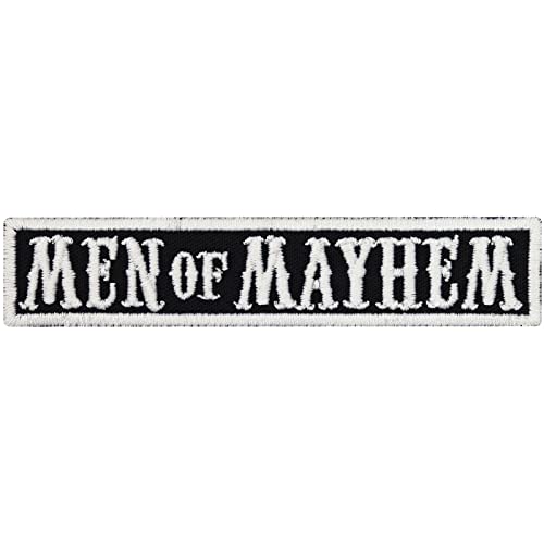 PATCHES Aufnäher MEN of MAYHEM Biker Rangabzeichen Rankpatch SAMCRO Anarchy Motorcycle Club MC Ranks DIY Aufbügler Motorrad Abzeichen zum aufbügeln Aufkleber Applikation Kleidung Iron on Patch 100x20 von Patchking