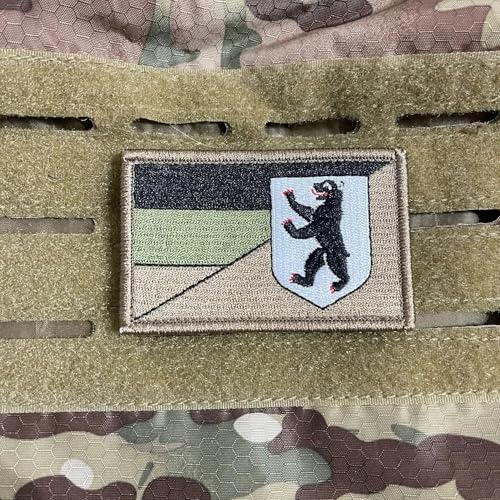 Deutschland Bundesländer Berlin Flaggen Subdued für Jäger, Bundeswehr, Schützen, Armee und einfach zum Sammeln mit Hakenklett für Rucksack, Jacke usw von Patchlab