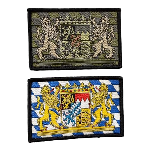 Freistaat Bavarian Bayern Flagge gewebte Morale patches mit Hakenklett auf der Rückseite mit Wappen Set von Patchlab