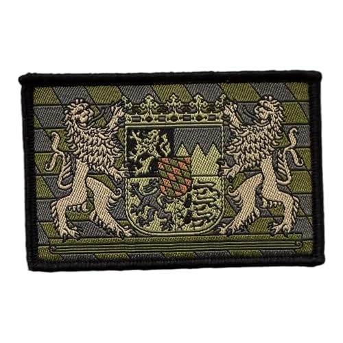 Freistaat Bavarian Bayern Flagge gewebte Morale patches mit Hakenklett auf der Rückseite mit Wappen subdued Flecktarn von Patchlab