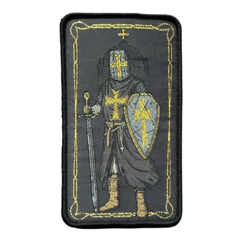 Patchlab CRUSADER Knight Woven Morale Patch Jerusalem Faith Honor FIght Deus Vult 4,5 inch with hook backing von Patchlab