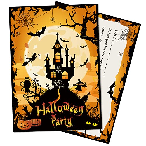 20 Sets Halloween Einladungskarten mit Umschlägen Happy Halloween Einladung Grusel Party Zubehör für Kinder Erwachsene Jungen Mädchen Freunde Schule Geburtstag Grußkarten von Patelai