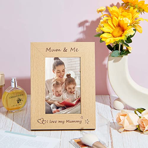 Patelai Bilderrahmen Geschenke für Mama 4 x 6 Zoll I Love My Mummy Fotorahmen Mum und Me Holz Fotorahmen mit Schreibbarer Herz Verzierung für Weihnachten Muttertag Geburtstag Geschenk von Patelai