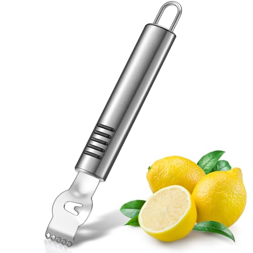 Zitronen Zester Schäler Professioneller Zitronenzester mit Canelle Messer Edelstahl Zitronenscheibe für Gin Cocktail Limetten Orangen Küchen Werkzeug (Klassisch, 6,3 Zoll) von Patelai