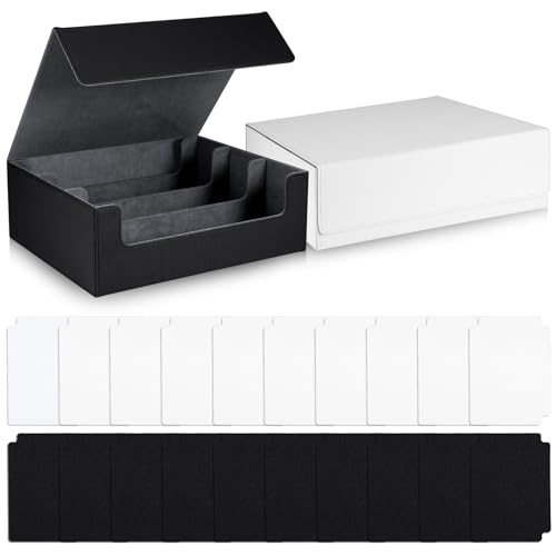 Paterr 2 Pack 1800+ Karten Deck Hülle für Sammelkarte, Leder Magnetverschluss Karten Aufbewahrungsbox mit Trennwänden, Aufbewahrungsbox zum Sammeln Karte Fußballkarte, Sportkarten, Spielkarten von Paterr