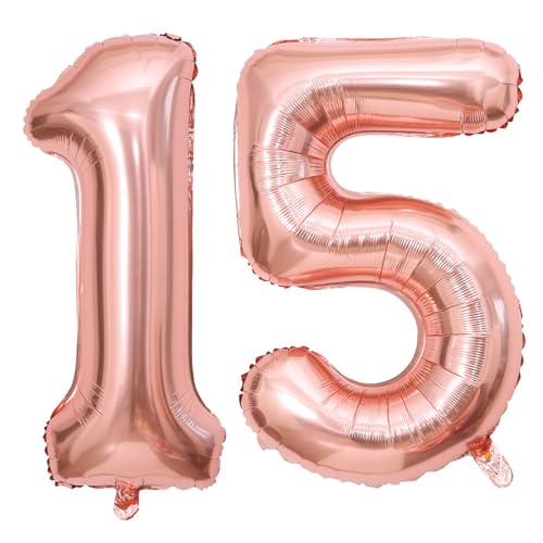 PatiCool Zahlen Luftballon 15 Rosegold, 100cm - 40 Zoll Luftballons Geburtstag, XXL Riesen Folienballon 15 Rosegold Geburtstagsdeko, Helium Ballons Zahlen 15 für Kinder, Junge, Mädchen PatiCool Zahlen Luftballon 15 Rosegold, 100cm - 40 Zoll Luftballons Geburtstag, XXL Riesen Folienballon 15 Rosegold Geburtstagsdeko, Helium Ballons Zahlen 15 für Kinder, Junge, Mädchen von PatiCool