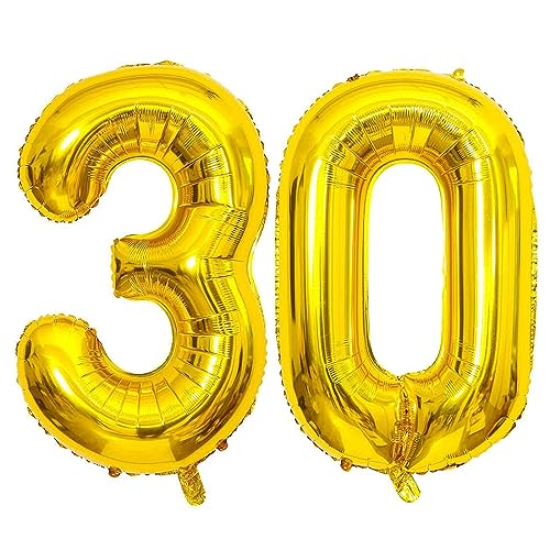 PatiCool Zahlen Luftballon 30 Gold, 100cm - 40 Zoll Luftballons Geburtstag, XXL Riesen Folienballon 30 Gold Geburtstagsdeko, Helium Ballons Zahlen 30 für Frau Mann Jahrestag Deko Geburtstags PatiCool Zahlen Luftballon 30 Gold, 100cm - 40 Zoll Luftballons Geburtstag, XXL Riesen Folienballon 30 Gold Geburtstagsdeko, Helium Ballons Zahlen 30 für Frau Mann Jahrestag Deko Geburtstags von PatiCool