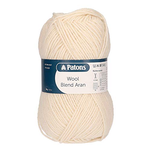 Patons 9806522-00002 Wollmischung Aran Strickgarn, Wolle Acryl, cremefarben, 100-grams von Patons
