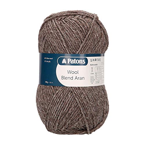 Patons 9806522-00012 Wool Blend Aran Strickgarn, Wolle, taupe, 100-grams, 100 Gramm von Patons